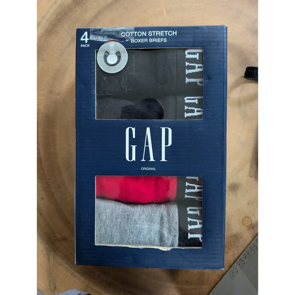 Gap Mens Cotton Stretch Boxer Briefs 4 Pack Multi Color Logo Waistband Large L